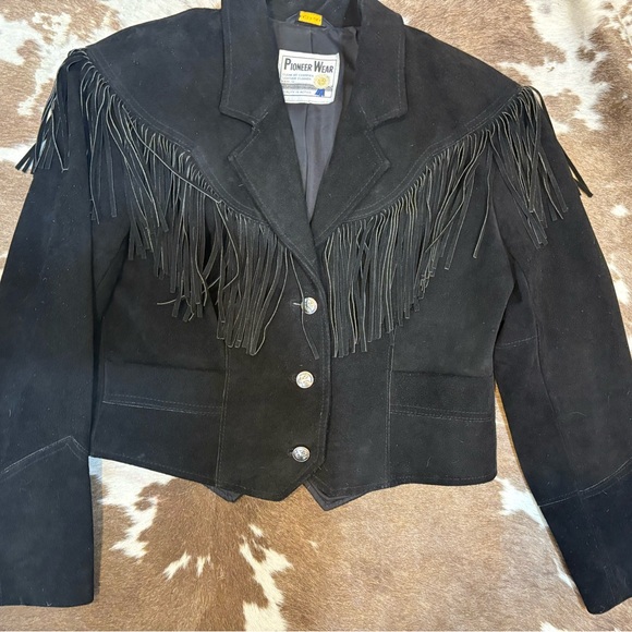PIONEER Women's Black Fringe Blazer jacket size Medium Large - Picture 11 of 12